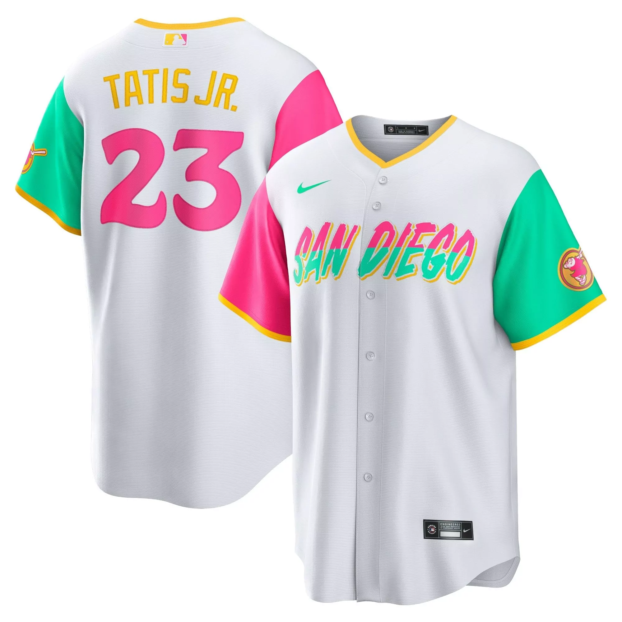 tatis jr 23 san diego 2023 men s all stitched vapor jersey white pink green 2