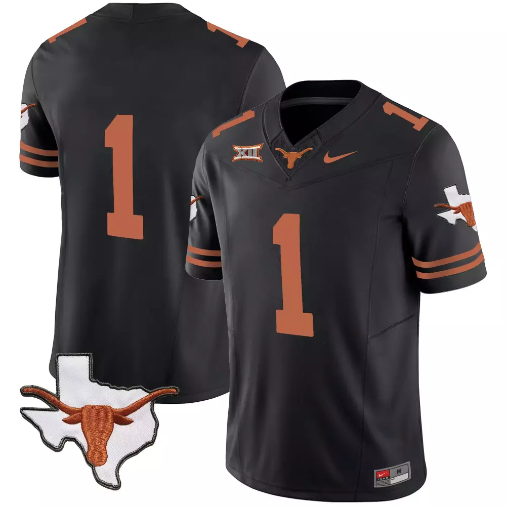 Texas Longhorns #1 Men's Black Vapor Jersey | All Stitched 2023 Edition | For Men, Women & Youth