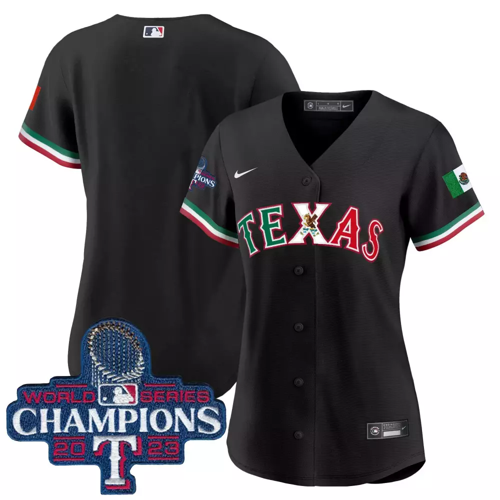 Texas Rangers Women's 2023 World Series Champions Stitched Vapor Jersey | Black Design 00 | Fan Gear for Men, Women & Youth