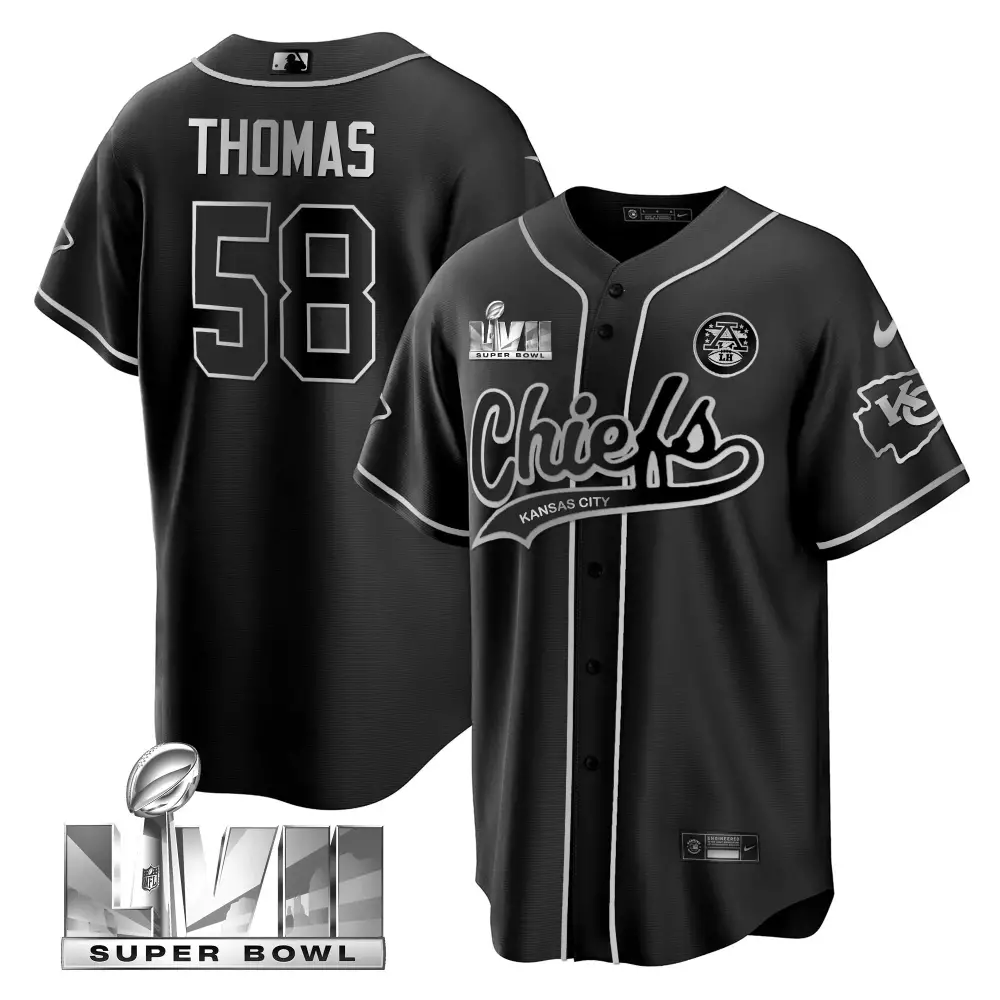 Thomas 58 Kansas City Chiefs 2023 Super Bowl Edition Jersey | Black Stitched Vapor | Limited Edition Fan Gear | For Men, Women & Youth