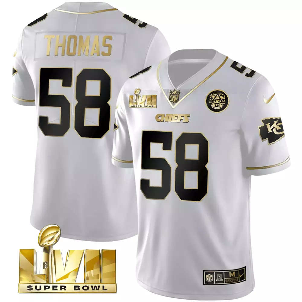 Thomas 58 Kansas City Chiefs 2023 Super Bowl Jersey | Stitched Vapor | Limited Edition Fan Gear | For Men, Women & Youth
