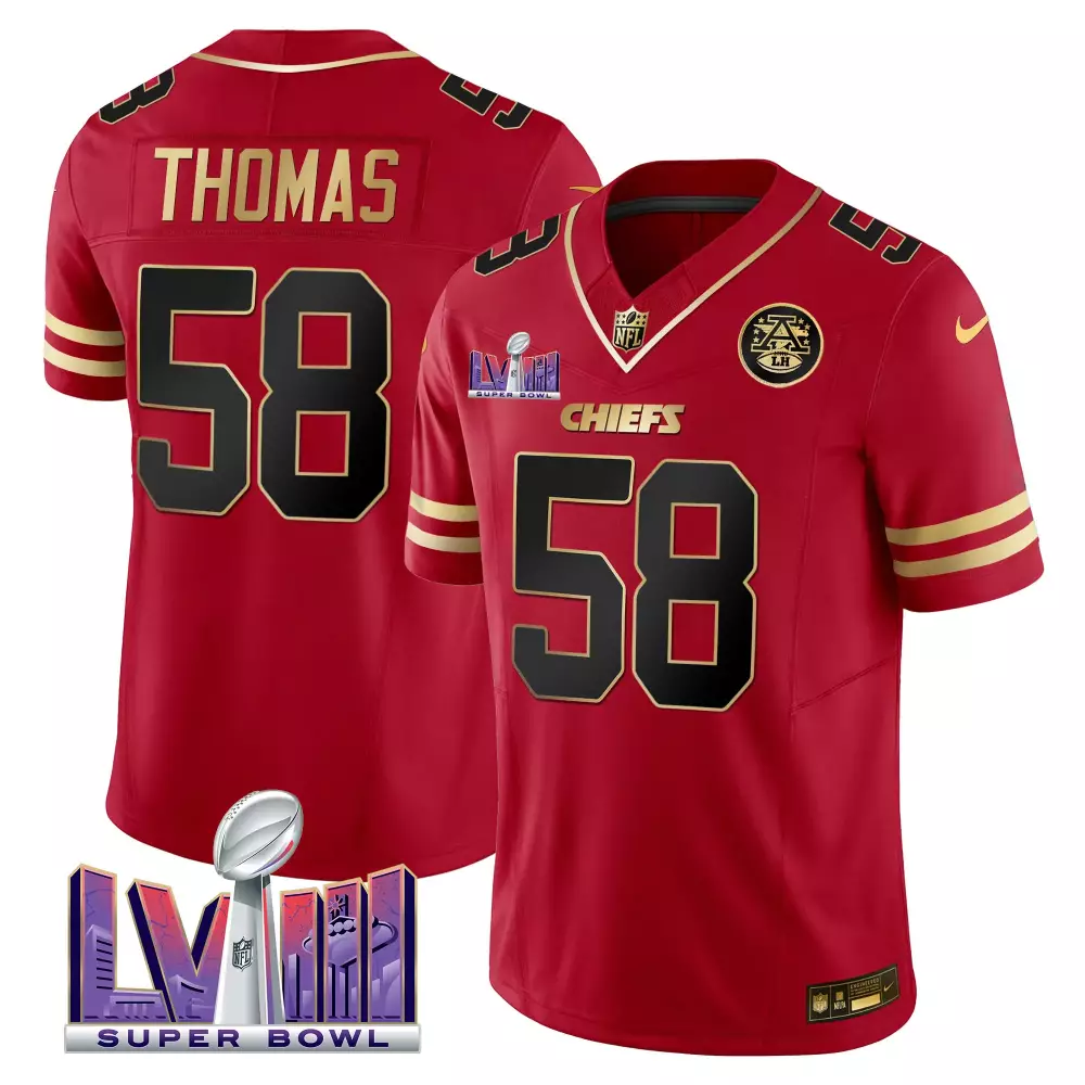 Thomas 58 Kansas City Chiefs 2023 Super Bowl LVII Jersey | Stitched Vapor | Limited Edition Fan Gear | For Men, Women & Youth