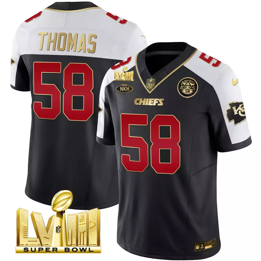 Thomas 58 Kansas City Chiefs 2023 Super Bowl Jersey | Stitched Vapor | Limited Edition Fan Gear | For Men, Women & Youth