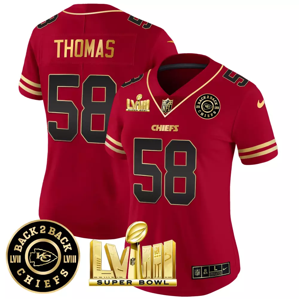 Thomas 58 Kansas City Chiefs 2023 Women's Stitched Vapor Jersey | Super Bowl Edition | Limited Edition Fan Gear | For Men, Women & Youth