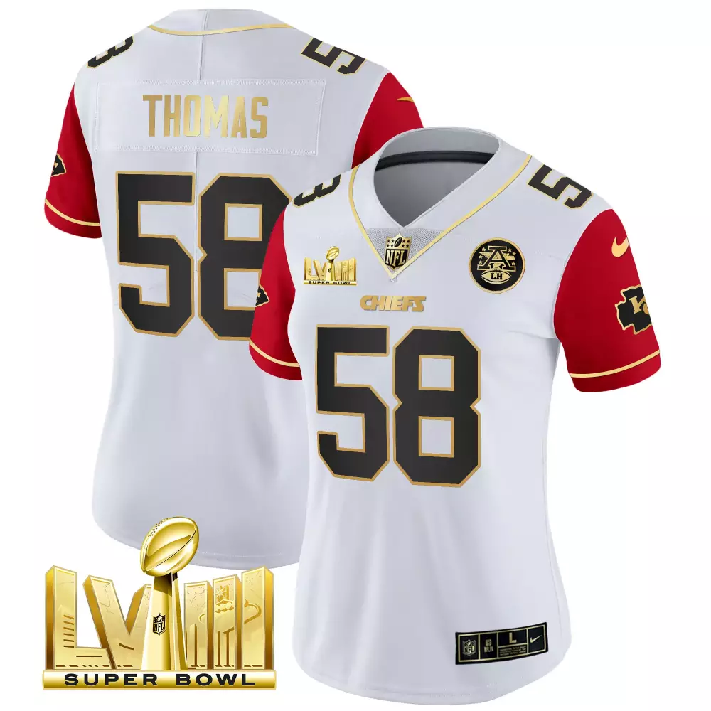 Thomas 58 Kansas City Chiefs 2023 Women's Stitched Vapor Jersey | Black Super Bowl Edition | Limited Edition Fan Gear | For Men, Women & Youth