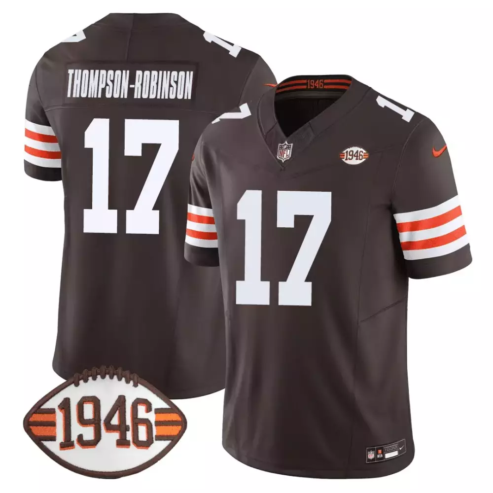 Thompson Robinson 17 Men's All Stitched Vapor Jersey | Cleveland Browns 1946 | Brown | Replica Fan Gear for Men, Women & Youth