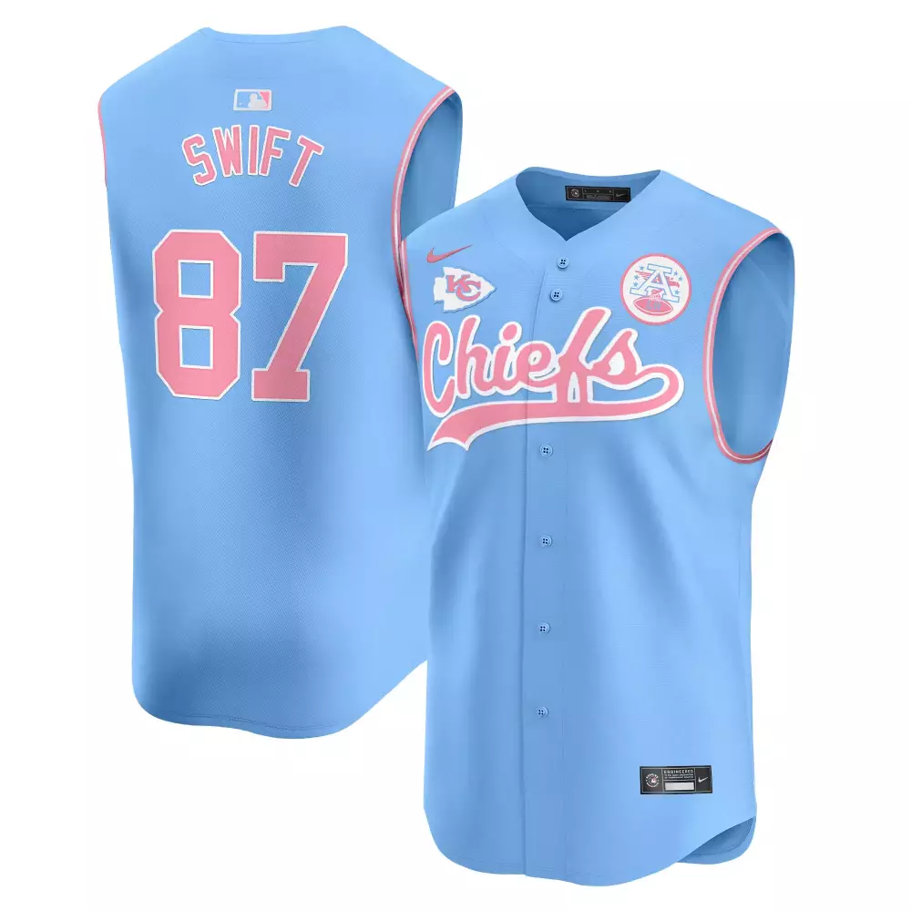 Travis Swift 87 Kansas City Chiefs Men's Light Blue Vapor Jersey | 2023 All Stitched Fan Gear | For Men, Women & Youth