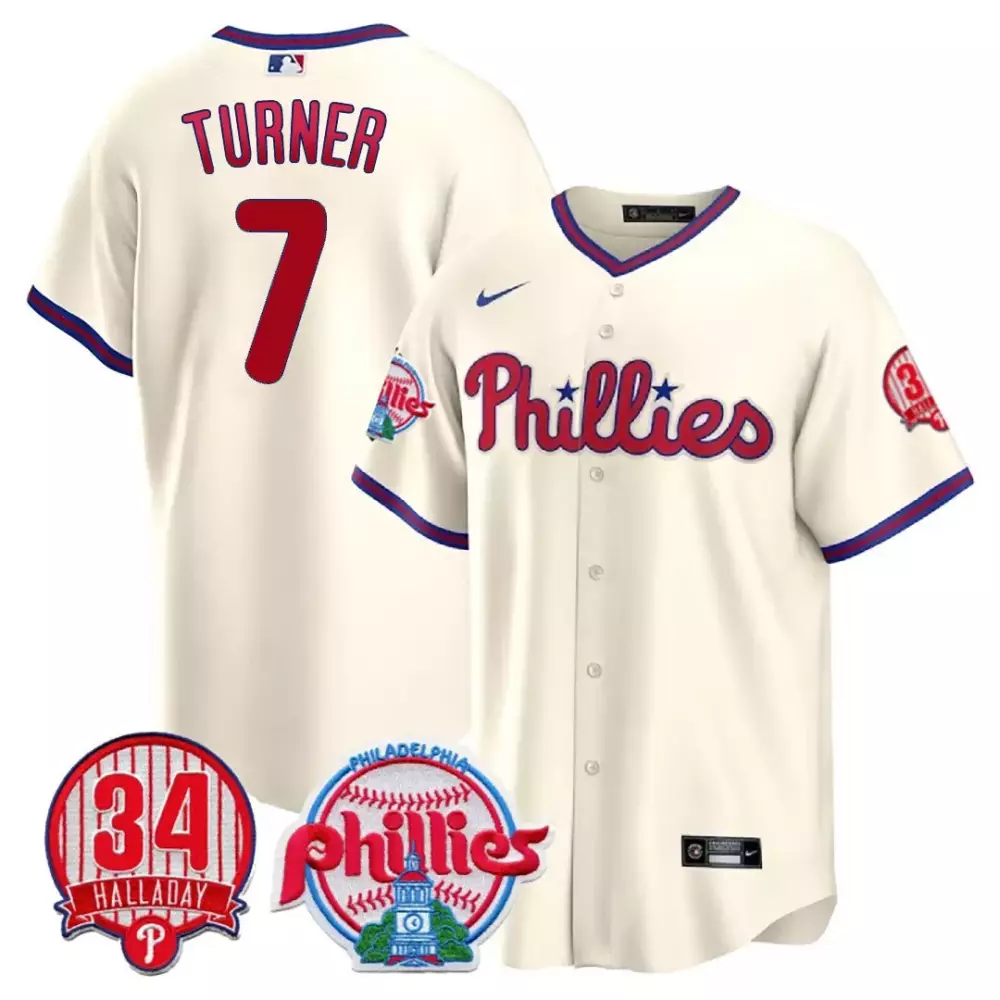 Turner 7 Philadelphia Phillies 2023 Stitched Jersey | White with Pink Patches | Women's Fan Gear for All