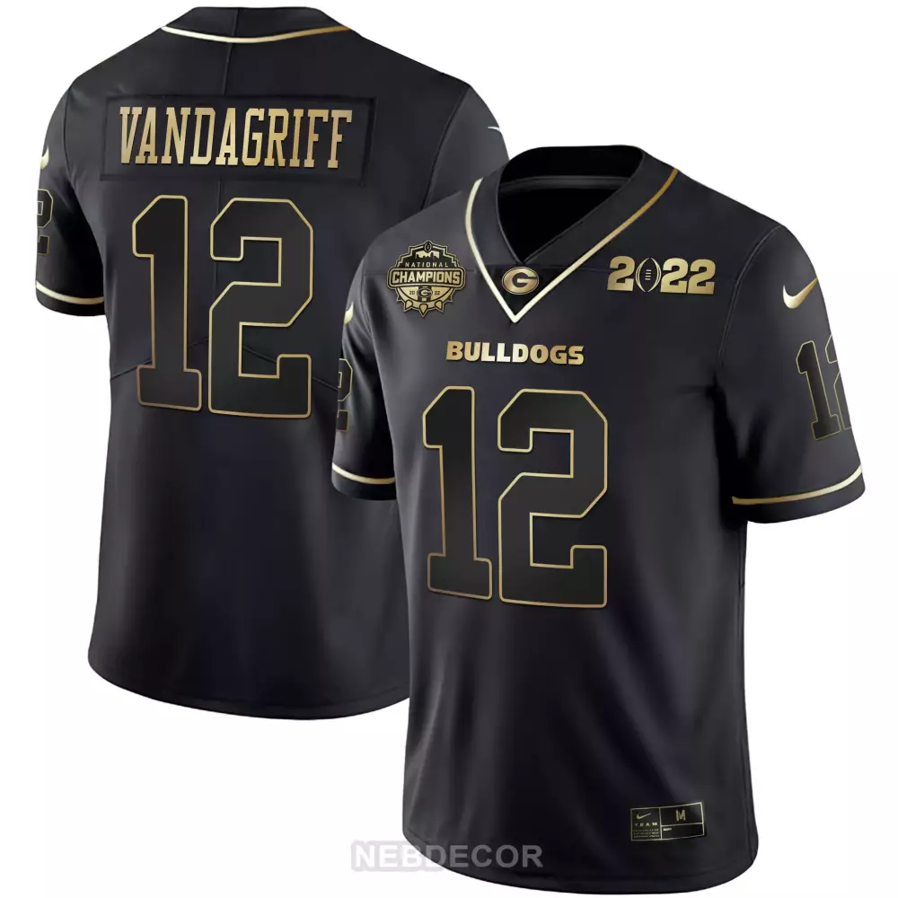 Vandagriff 12 Bulldogs 2022 Men's All Stitched Vapor Jersey | Black National Champions Edition | For Men, Women & Youth