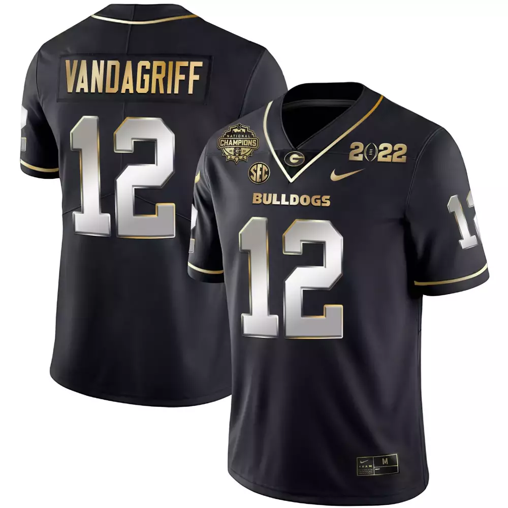 Vandagriff 12 Bulldogs 2022 Men's All Stitched Vapor Jersey | Black Quality Edition | For Men, Women & Youth