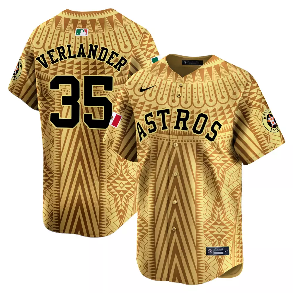 verlander 35 houston astros 2023 men s all stitched vapor jersey gold edition