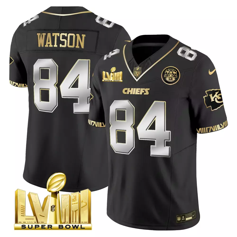 watson 84 chiefs 2023 male all stitched vapor jersey super bowl lvii edition black