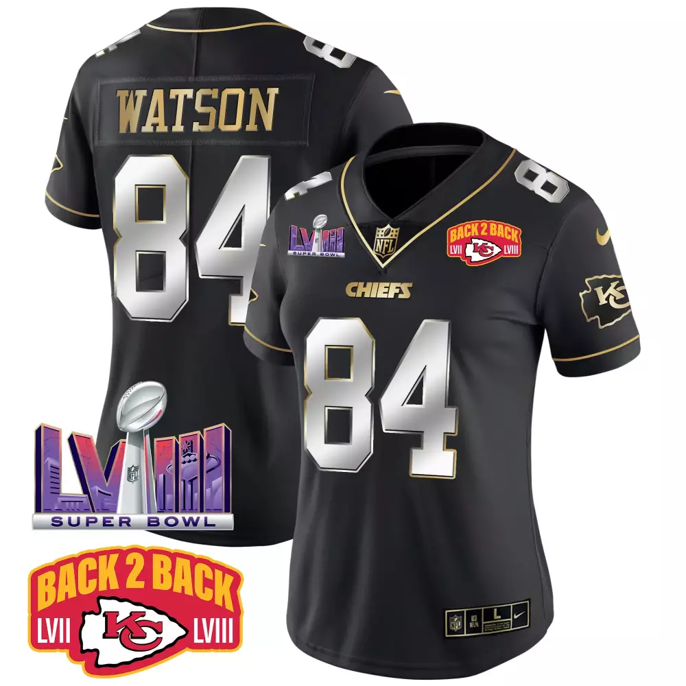 watson 84 chiefs 2023 women s black all stitched vapor jersey back 2 back edition