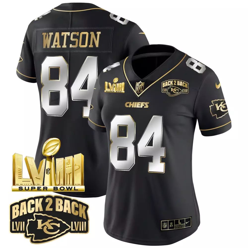 watson 84 chiefs 2023 women s black all stitched vapor jersey back 2 back edition