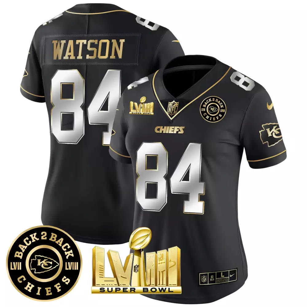 watson 84 chiefs 2023 women s black all stitched vapor jersey back 2 back edition