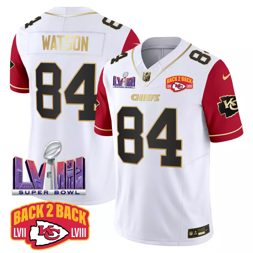 Watson 84 Kansas City Chiefs 2023 Male All Stitched Vapor Jersey | Champions Edition Black | For Men, Women & Youth