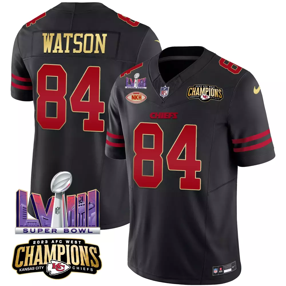 Watson Kansas City Chiefs 2023 Black Champions Edition Jersey | Stitched Vapor Style | Limited Edition Fan Gear | For Men, Women & Youth