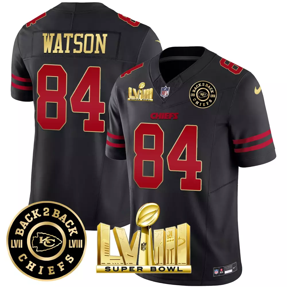 Watson Kansas City Chiefs 2023 Black Super Bowl Patch Jersey | Stitched Vapor Style | Limited Edition Fan Gear | For Men, Women & Youth