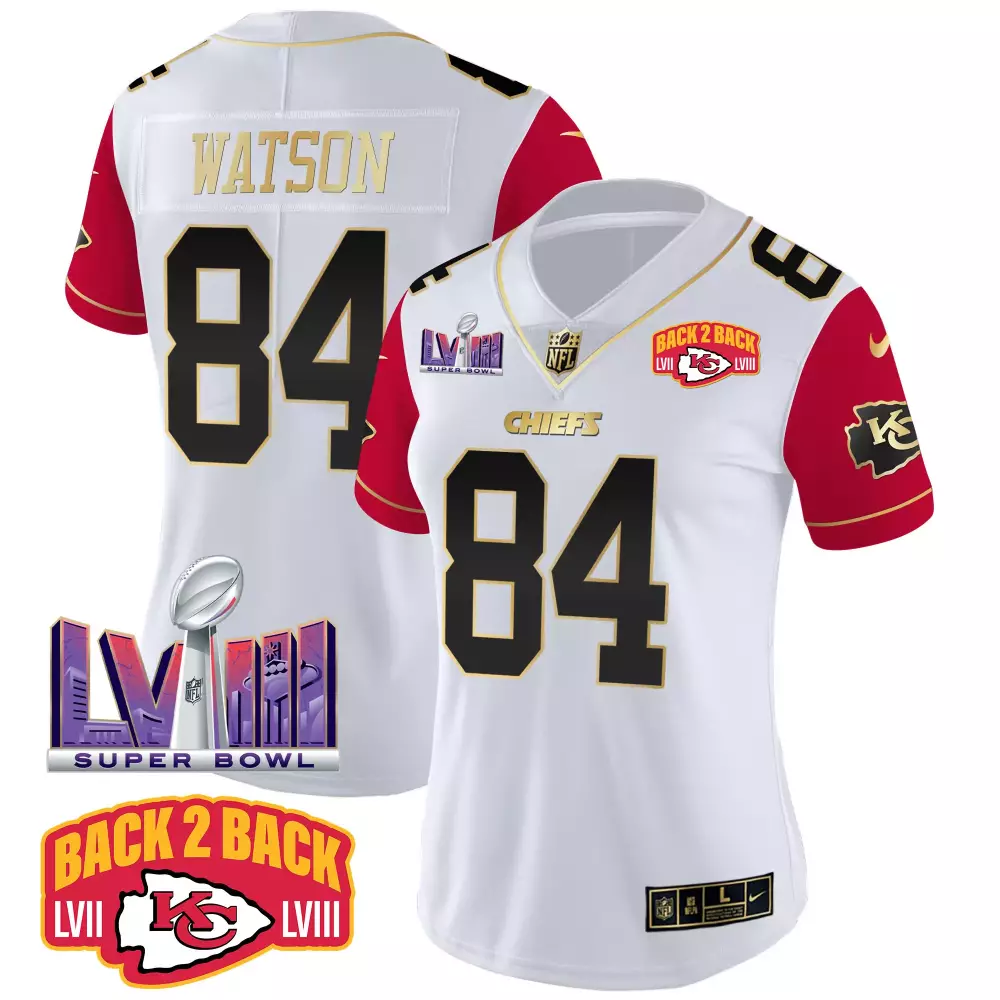 Watson 84 Kansas City Chiefs 2023 Women's Stitched Vapor Jersey | Back 2 Back Edition | For Women, Men & Youth