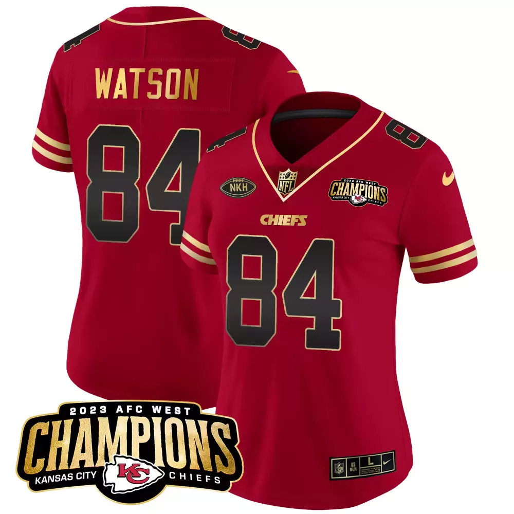 Watson 84 Kansas City Chiefs 2023 Women's Stitched Vapor Jersey | White Back 2 Back Edition | Fan Gear for Men, Women & Youth