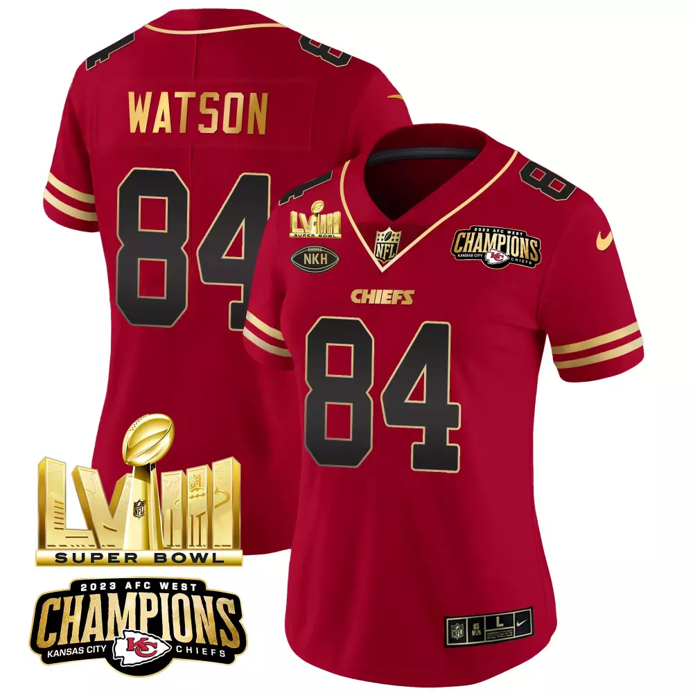 watson 84 kansas city chiefs 2023 women s all stitched vapor jersey red super bowl edition 3