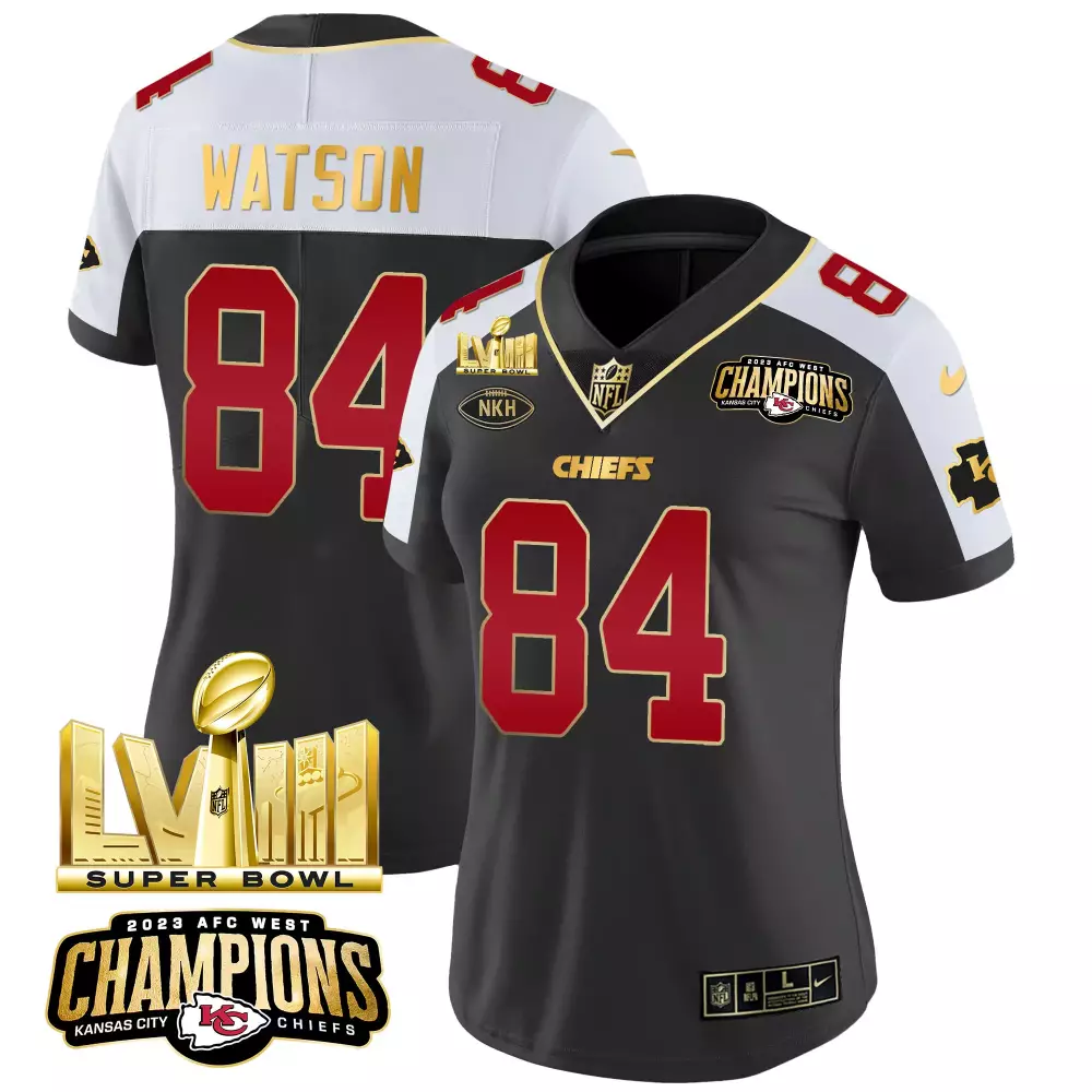 watson 84 kansas city chiefs 2023 women s all stitched vapor jersey red super bowl edition 3