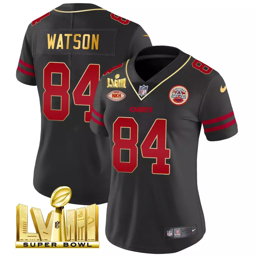 watson 84 kansas city chiefs 2023 women s all stitched vapor jersey super bowl edition 1