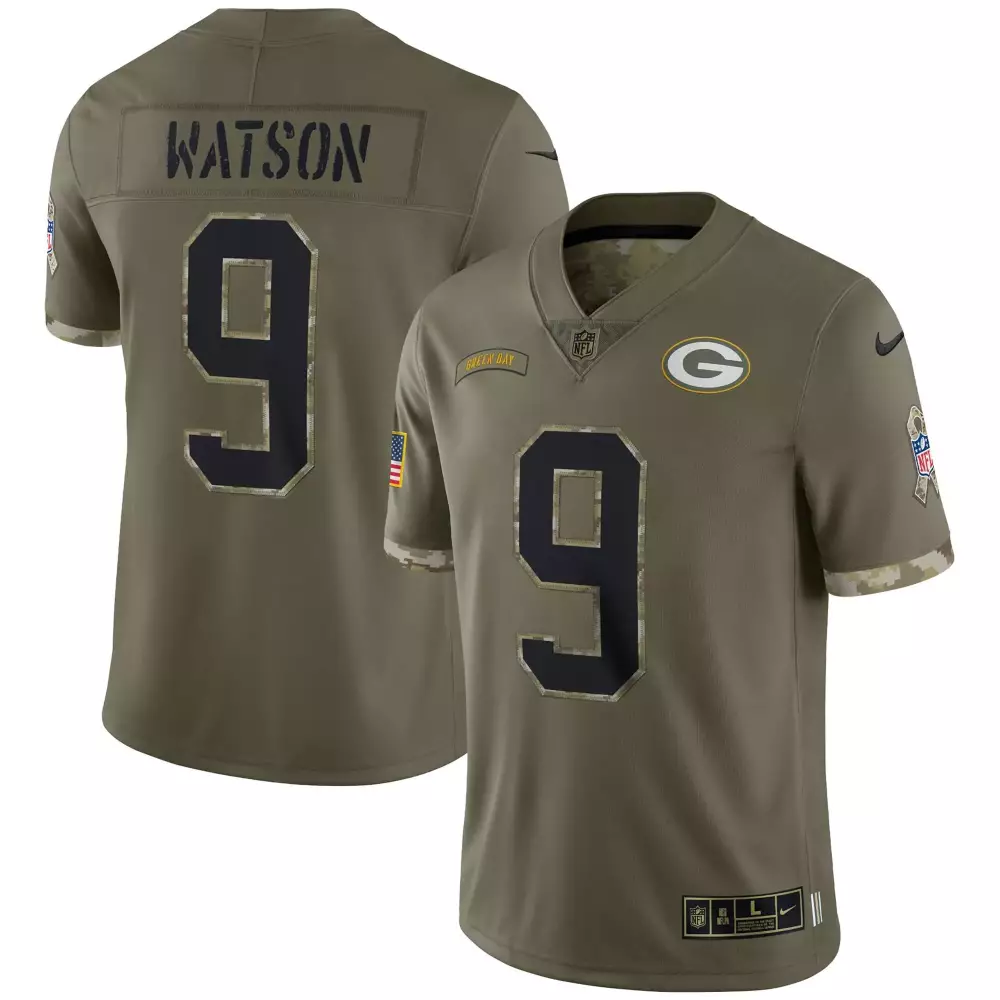 Watson 9 Green Bay Packers 2023 Men's All Stitched Vapor Jersey | White Color | Fan Gear for Men, Women & Youth