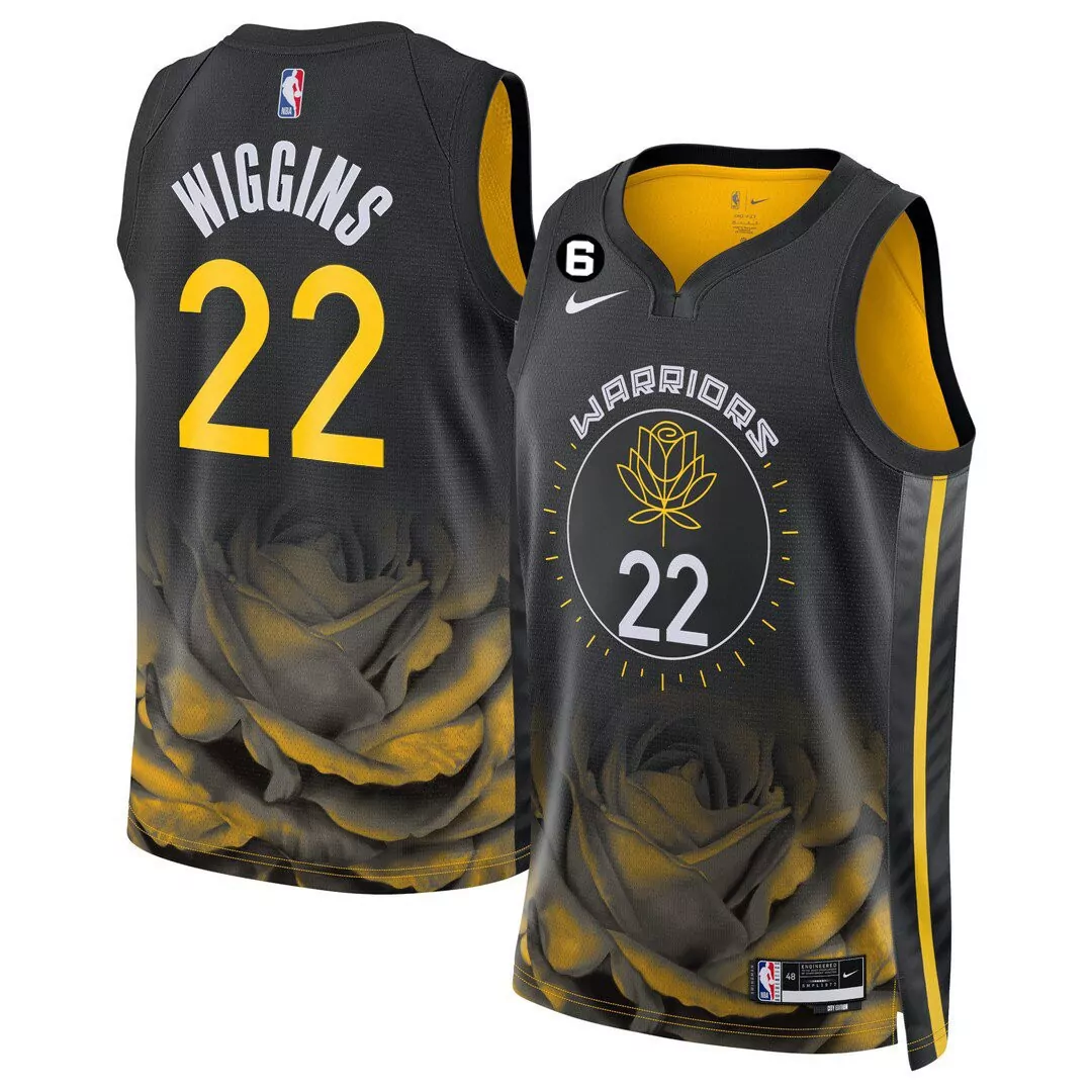 wiggins 22 golden state warriors 2023 men s all stitched vapor jersey black gold edition