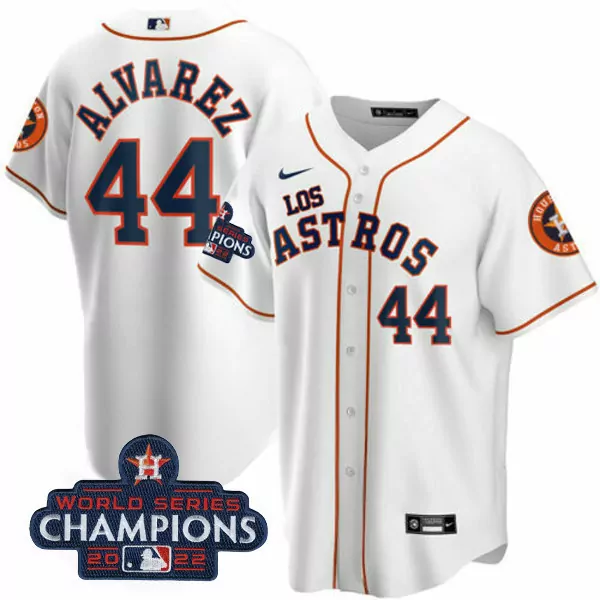 Yordan Alvarez 44 Houston Astros 2022 White Stitched Vapor Jersey | World Series Champions | Limited Edition Fan Gear | For Men, Women & Youth