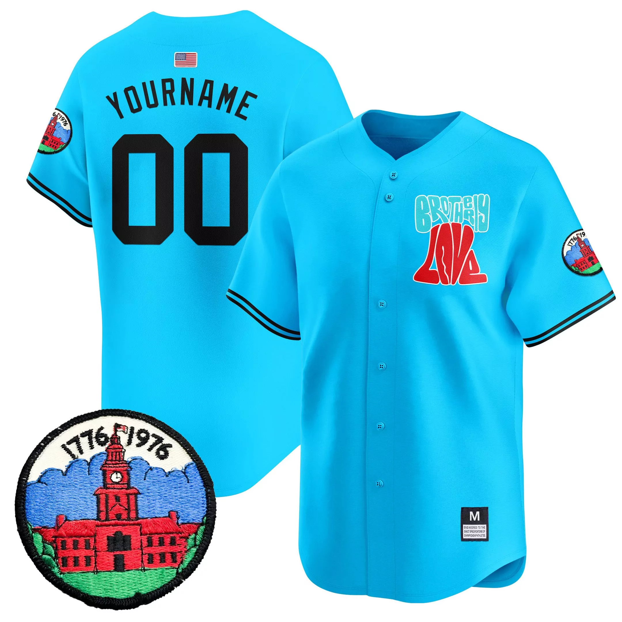yourname 00 brotherly love 1976 men s all stitched vapor jersey blue