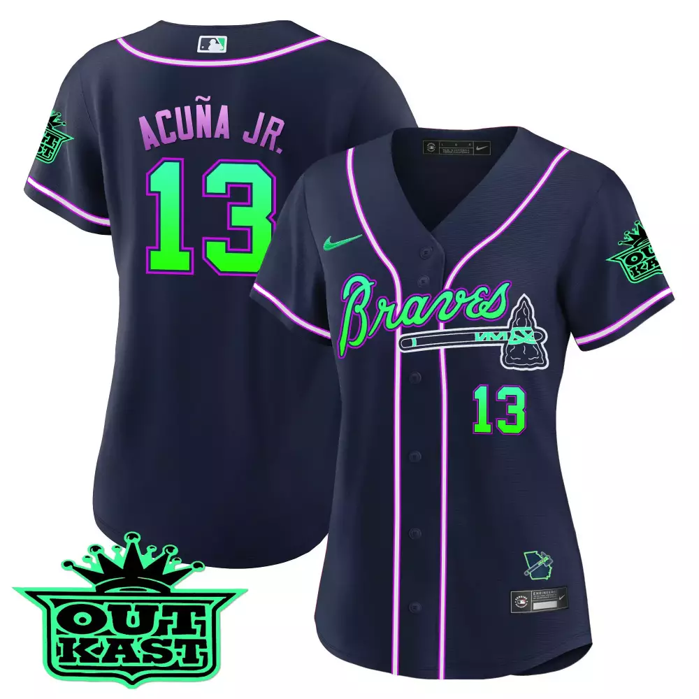 acua jr 13 atlanta braves 2023 women s all stitched vapor jersey blue usa design