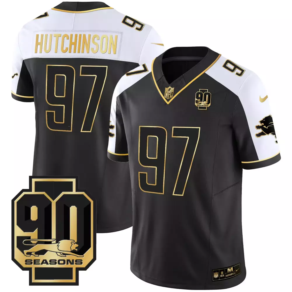 Aidan Hutchinson 2023 Detroit Lions Black 90 Seasons Edition Vapor Jersey | Stitched Fan Gear | For Men, Women & Youth