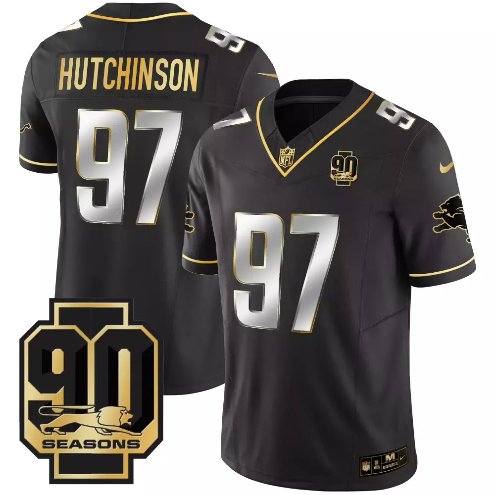Aidan Hutchinson 2023 Detroit Lions Black 90 Seasons Edition Vapor Jersey | Stitched Fan Gear | For Men, Women & Youth