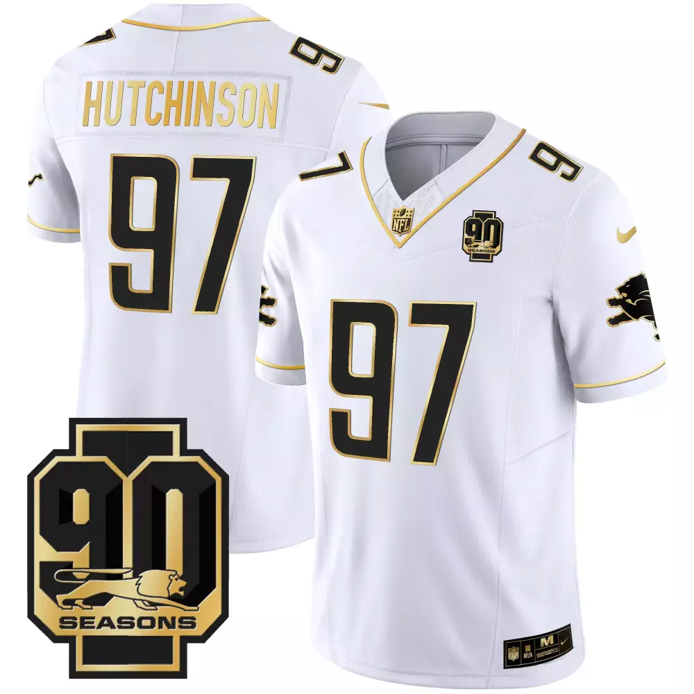 Aidan Hutchinson 2023 Detroit Lions Stitched Vapor Jersey | 90 Seasons Edition Gray | Limited Edition Fan Gear | For Men, Women & Youth