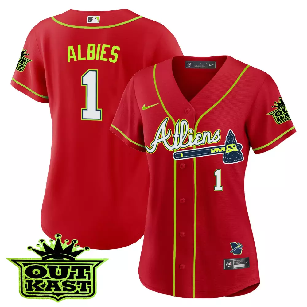 Albies 1 Atlanta 2023 Stitched Vapor Jersey | White Atlien Edition | Limited Edition Fan Gear | For Women