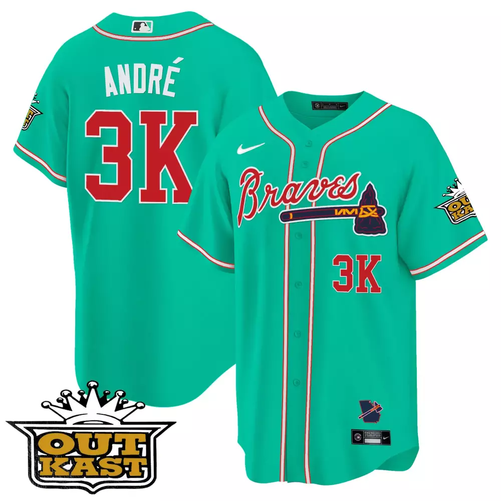 andr 3k atlanta braves 2023 men s all stitched vapor jersey teal outkast edition 1