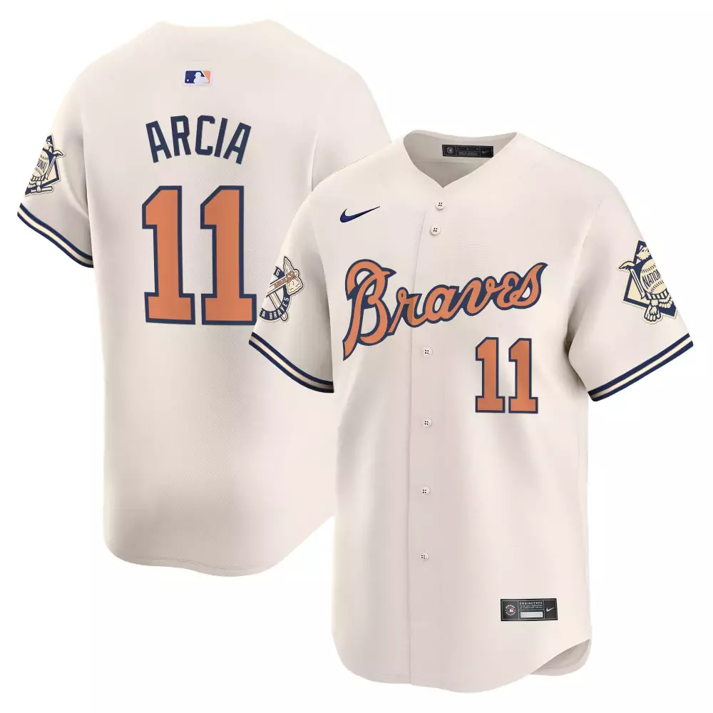 arcia 11 atlanta braves 2023 men s all stitched vapor jersey camo edition