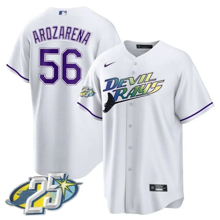 Arozarena 56 Tampa Bay Rays Stitched Vapor Jersey | Navy 2023 25th Anniversary Edition | Fan Gear | For Men, Women & Youth
