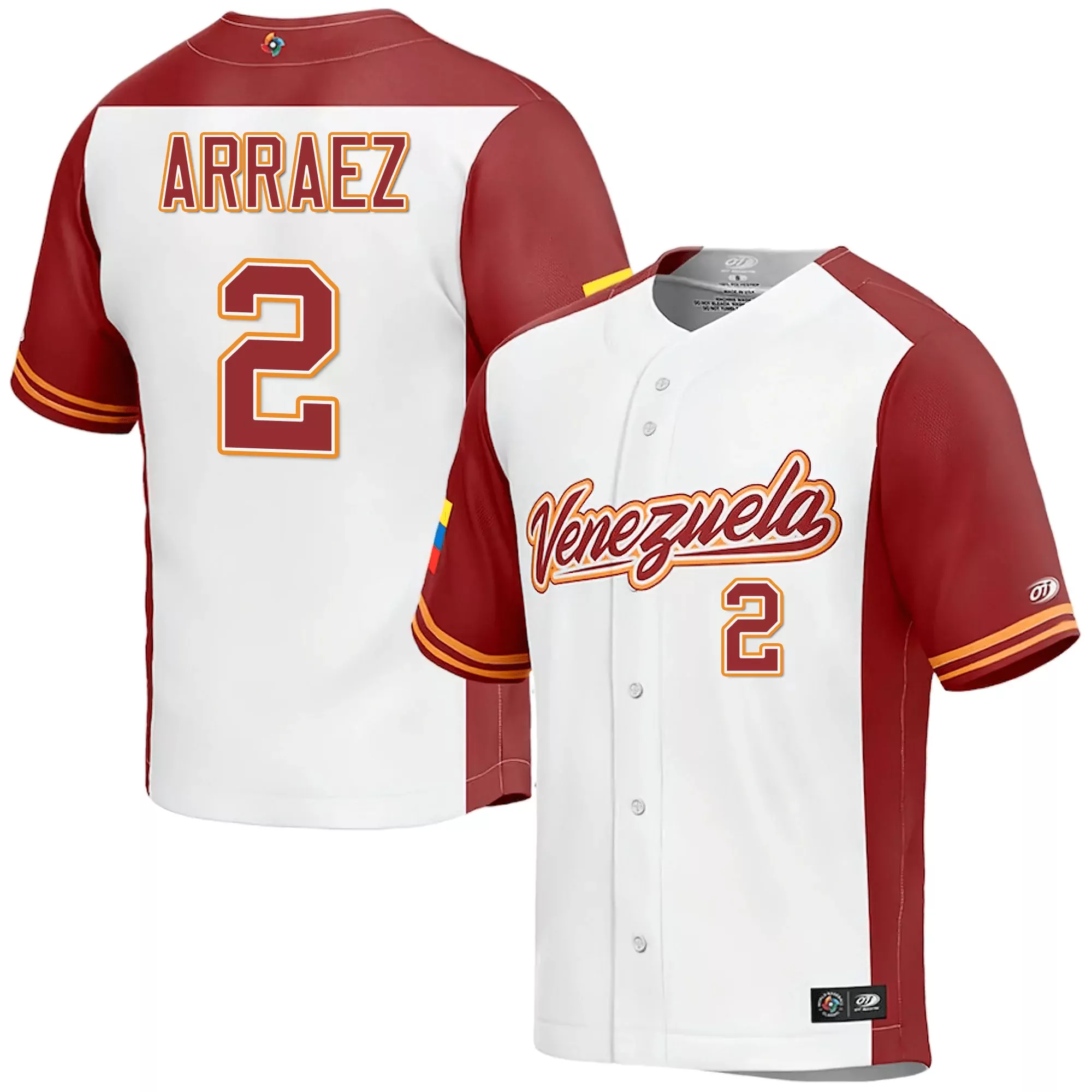 arraez 2 venezuela 2023 men s all stitched vapor jersey maroon orange