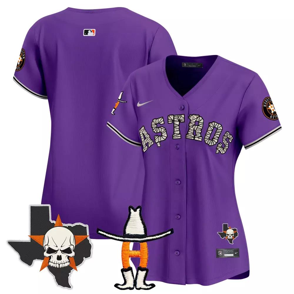Astros Player Name 2023 Women's Stitched Vapor Jersey | Purple with Patches | Fan Gear for Women & Youth