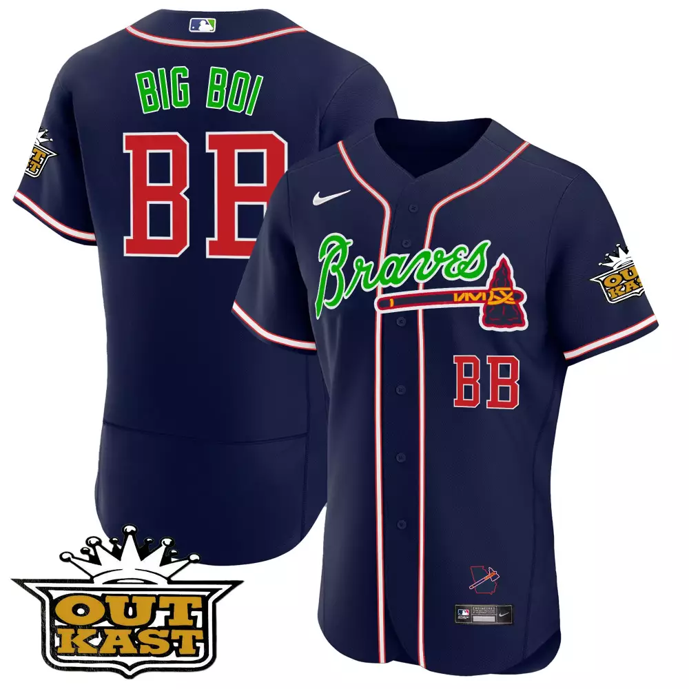 big boi bb atlanta braves 2023 men s all stitched vapor jersey navy green red