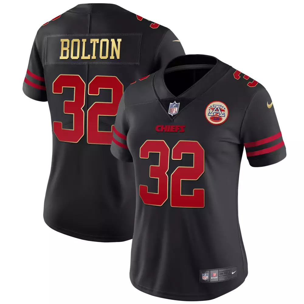 Bolton 32 Kansas City Chiefs 2022 Women's Black Edition All Stitched Vapor Jersey | Game Day Outfit | For Men, Women & Youth