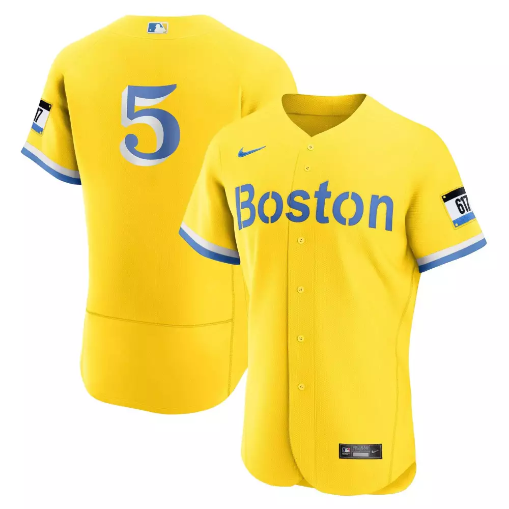 boston yellow all stitched vapor jersey 5 2023 male nike 6177 edition