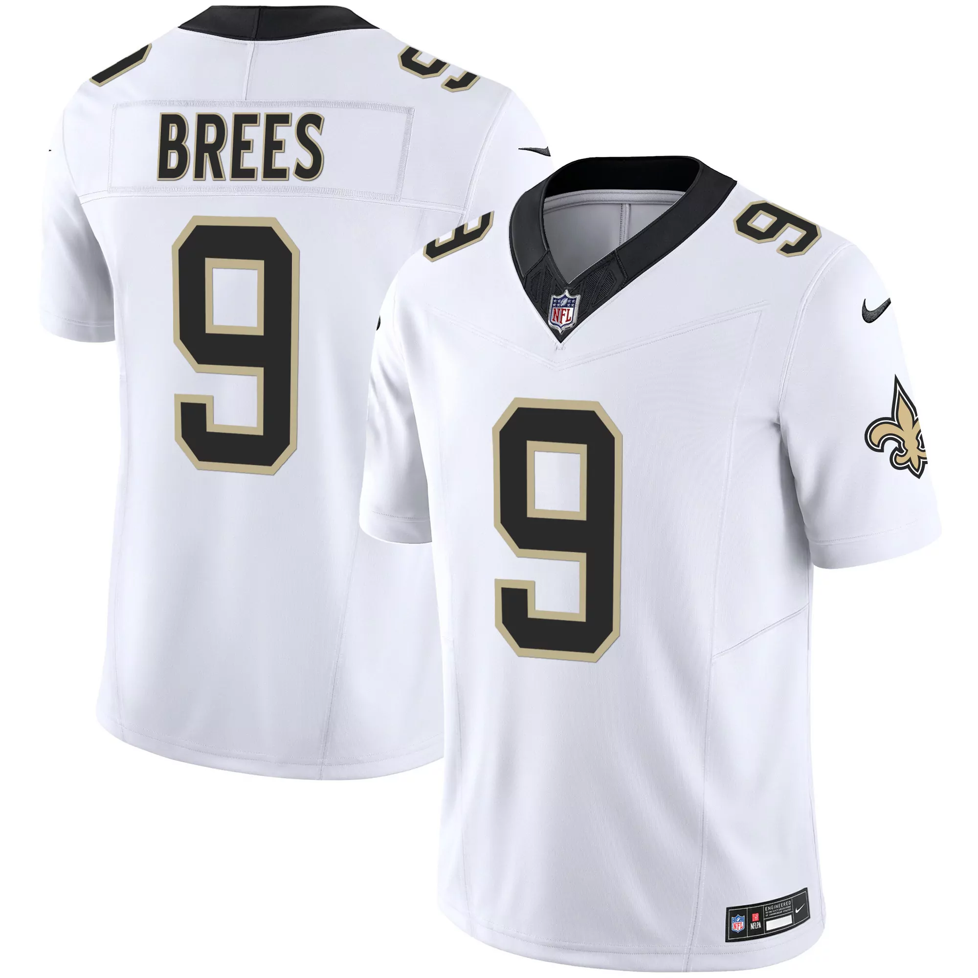 brees 9 new orleans saints 2023 men s all stitched vapor jersey white 1