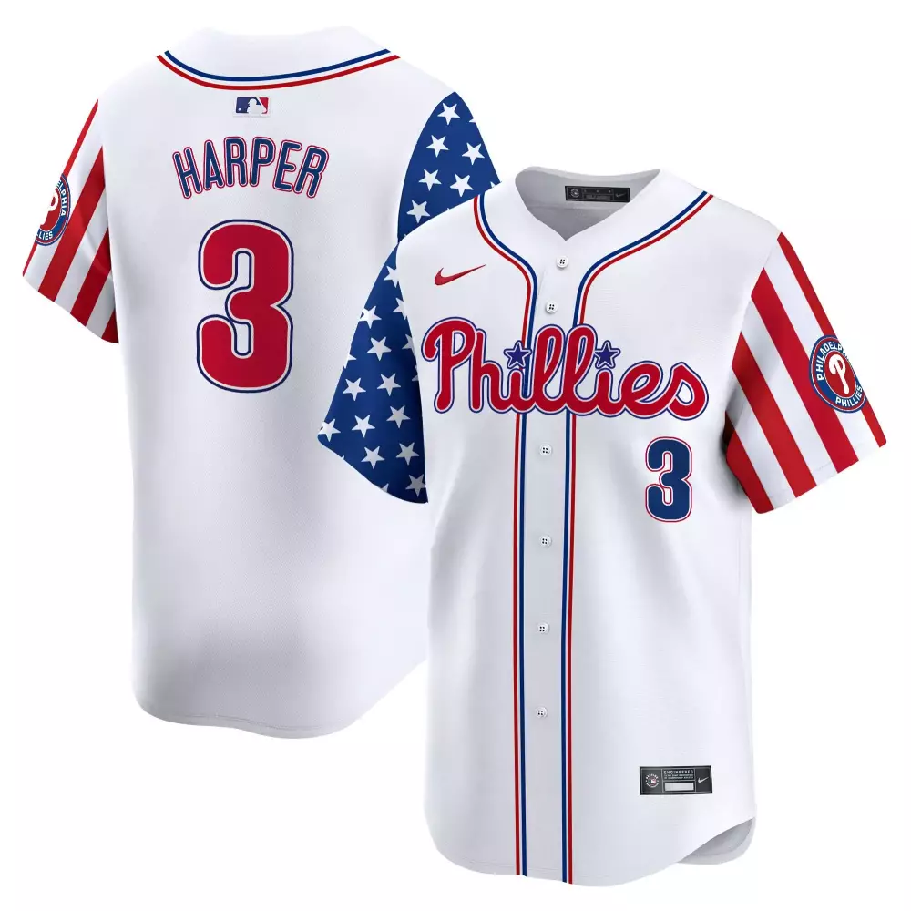 Bryce Harper 3 Philadelphia Phillies 2023 Stitched Vapor Jersey | White, Red & Blue | Limited Edition Fan Gear | For Men, Women & Youth