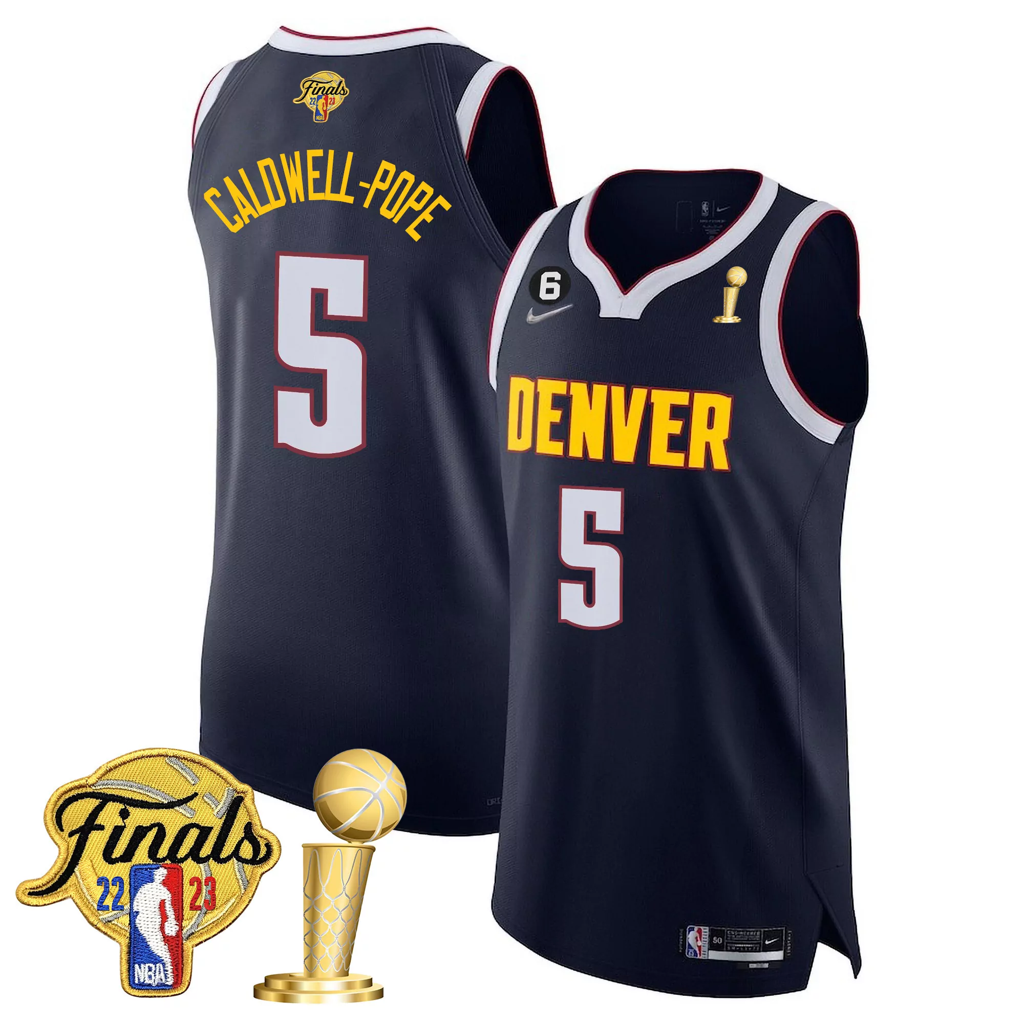 caldwell pope 5 denver nuggets 2023 men s finals all stitched vapor jersey blue 1