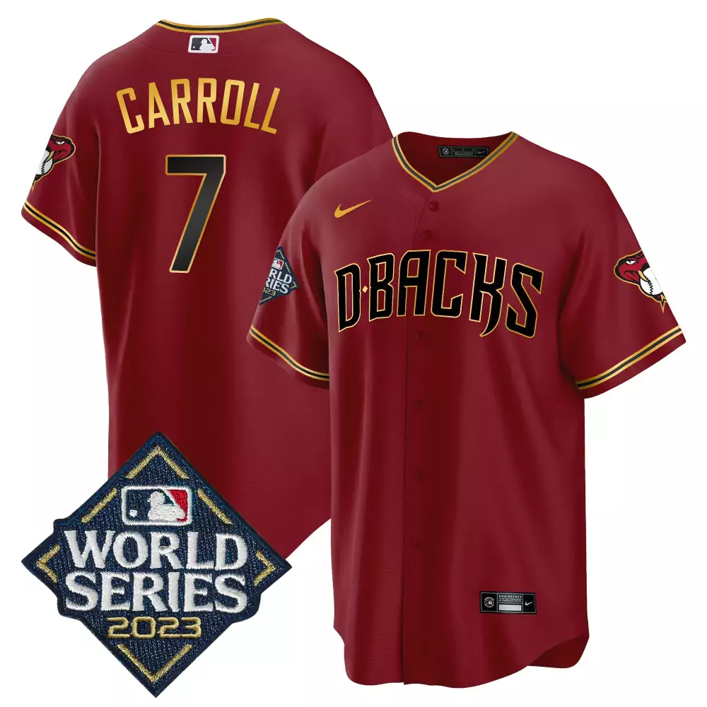 carroll 7 d backs 2023 men s all stitched vapor jersey world series edition red