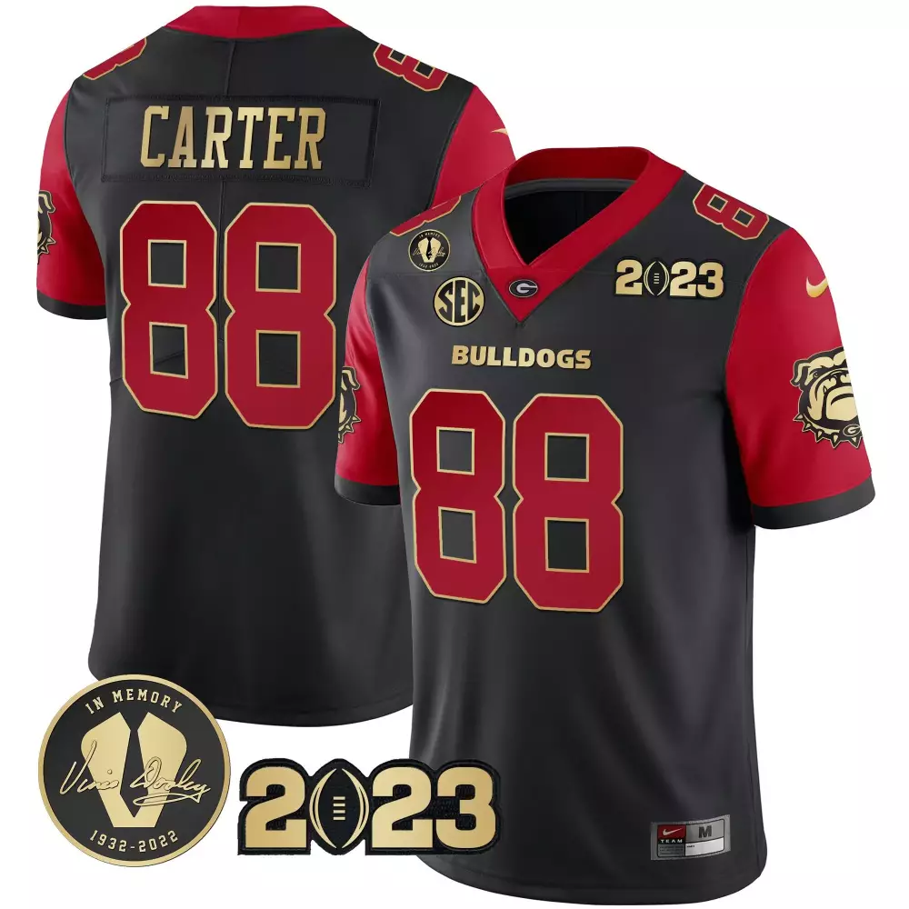 carter 88 georgia bulldogs 2023 men s all stitched vapor jersey black edition in memory patch