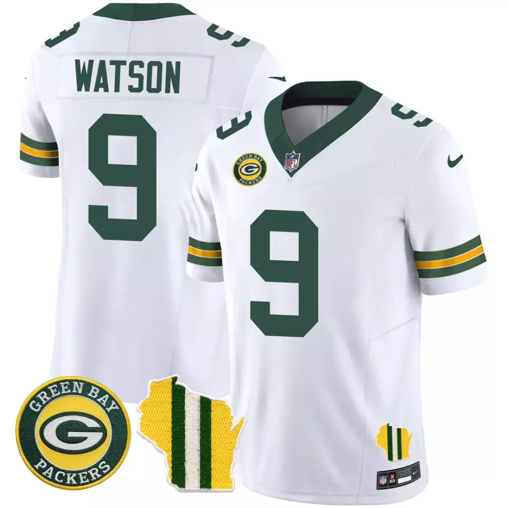 Christian Watson 9 Green Bay Packers 2023 Men's Vapor Jersey | White Wisconsin Patch | Fan Gear for Men, Women & Youth